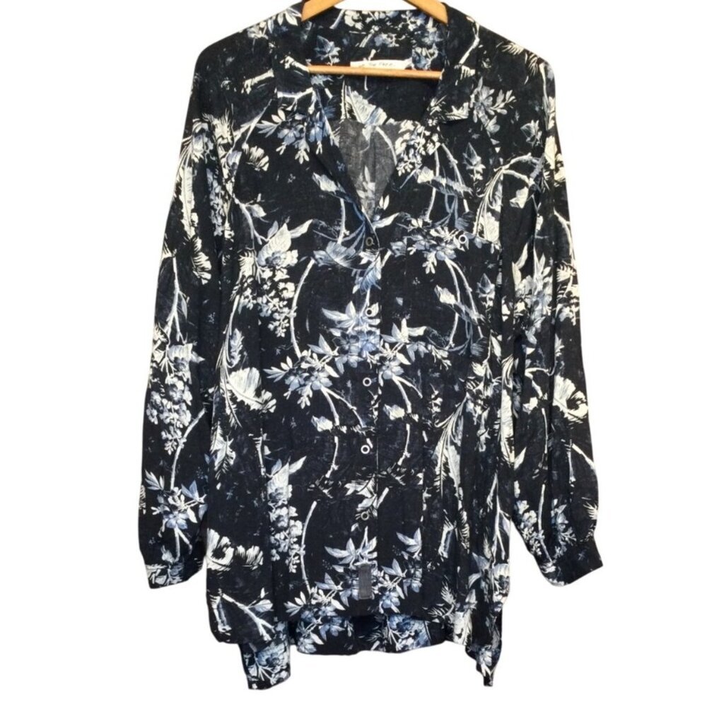 We The Free It’s a Vibe Button Down Womens Floral Shirt Size L Career Blouse